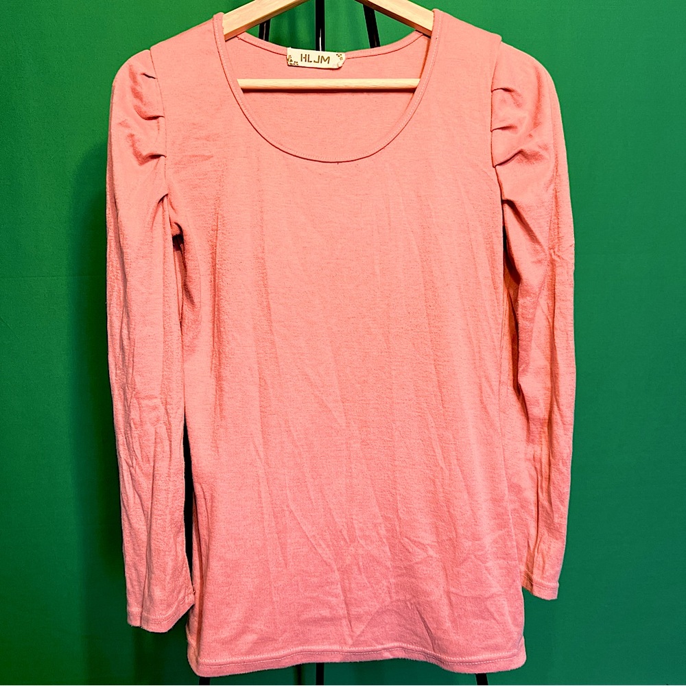 Size M/L Blouse Puffed Sleeve Stretchy Long Sleeve